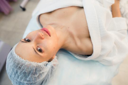 A woman preparing for plastic surgery